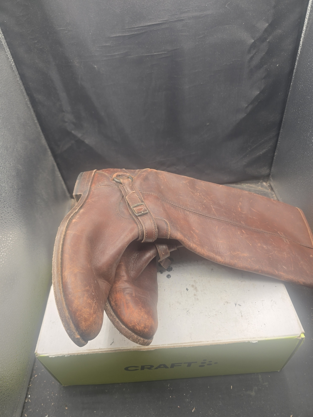 Frye Men's Distressed Brown Leather Mid-Calf Harness Boots